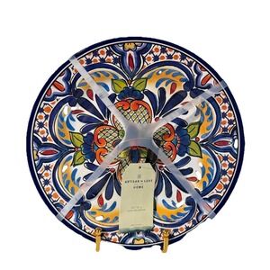 Set 4 Melamine 9" Salad Plates Artisan De Luxe Blue Orange Spanish Medallion NEW